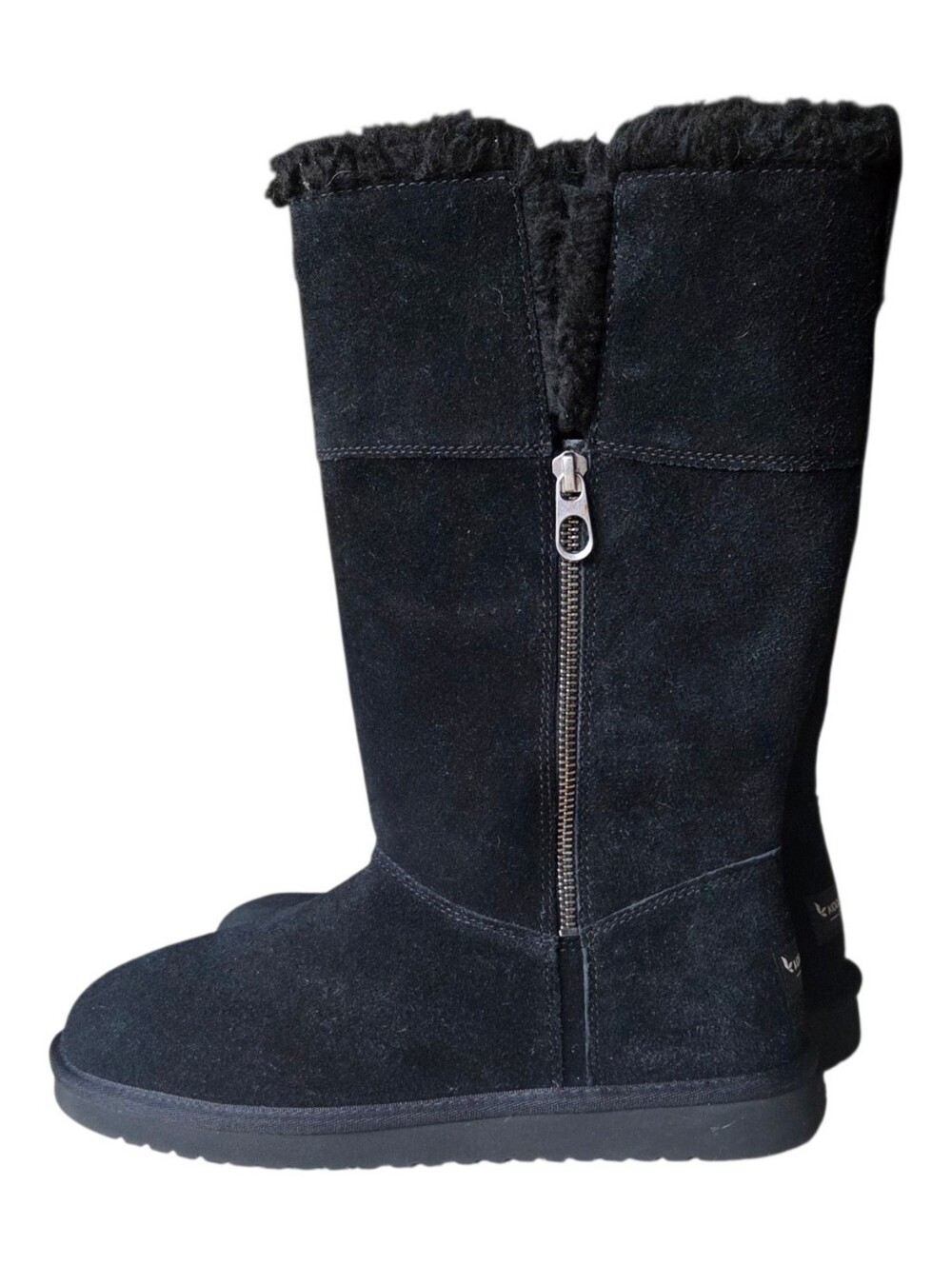 Koolaburra by UGG Aribel Tall Zip Boots Faux Fur Lined Black Suede Size 9